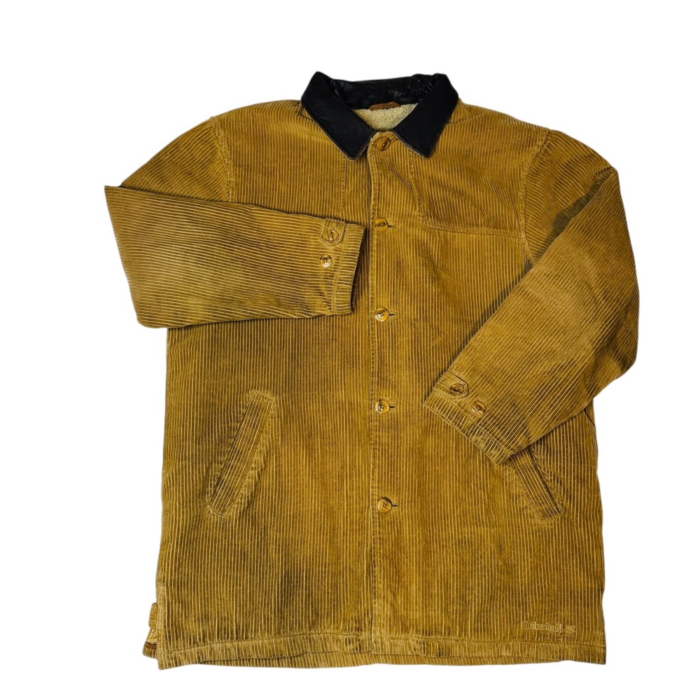 Timberland Mens Corduroy Sherpa Lined Trucker Chore Barn Jacket Brown Size Large